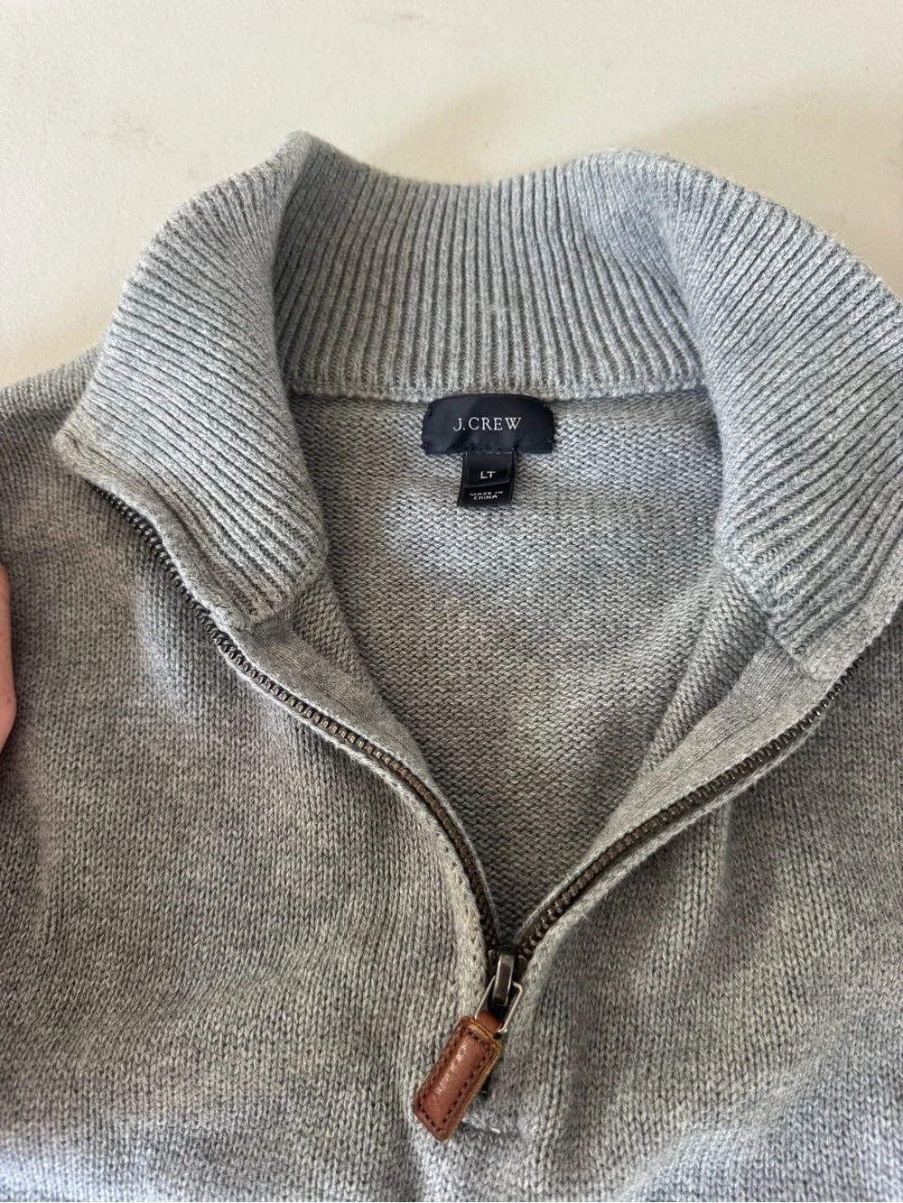 J. Crew Men's Heather Gray Quarter-Zip Sweater